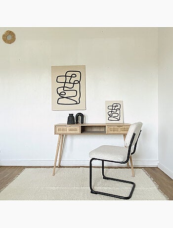 Alfombra de algodón tejida a mano con flecos