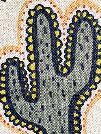 Alfombra de algodón tejido LALAMA 'Future Home' cactus con pompón azul 50 x 120 cm