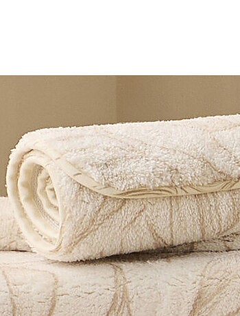 Alfombra de baño antideslizante Botanic estampada beige en poliéster – Guy Levasseur