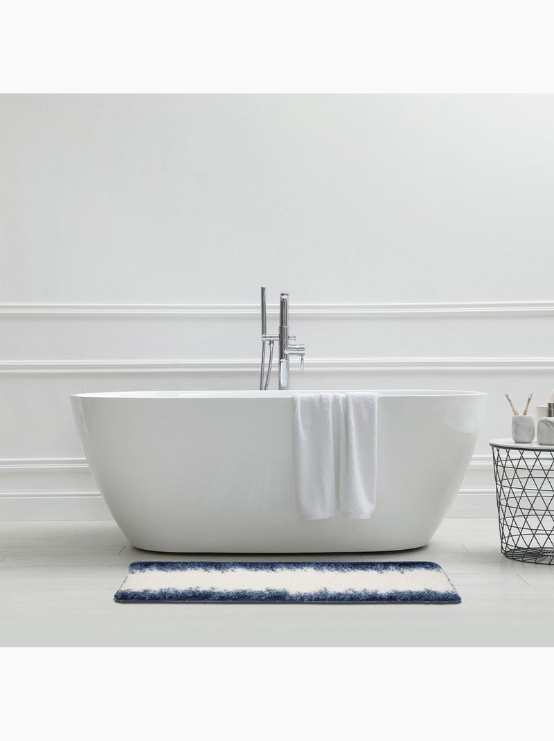 Alfombra de baño antideslizante de poliéster Ilyes 60 x 120 cm – Guy Levasseur Azul Blanco Blanco - Kiabi