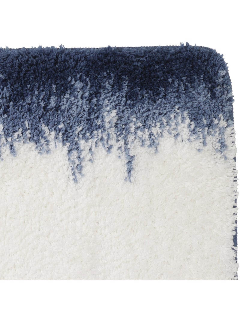 Alfombra de baño antideslizante de poliéster Ilyes 60 x 120 cm – Guy Levasseur Azul Blanco Blanco - Kiabi