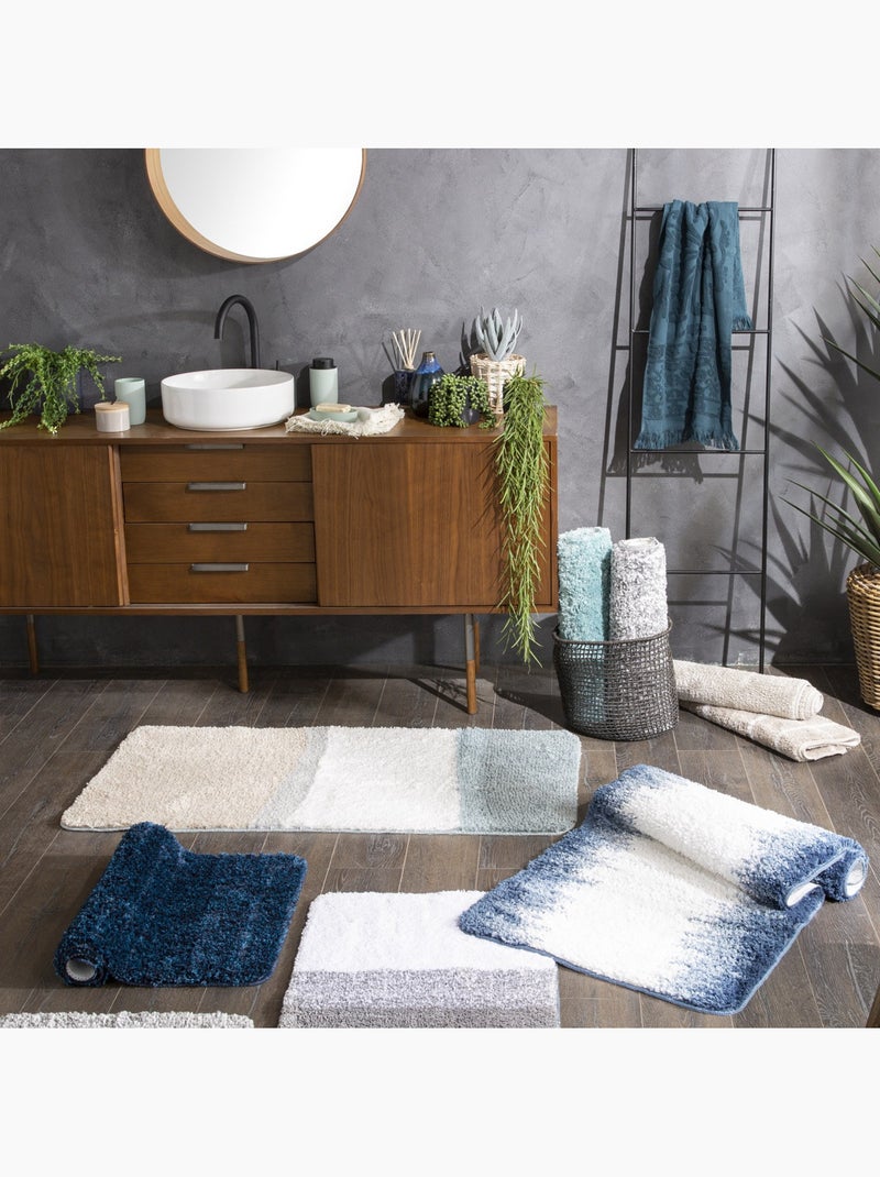 Alfombra de baño antideslizante de poliéster Ilyes 60 x 120 cm – Guy Levasseur Azul Blanco Blanco - Kiabi