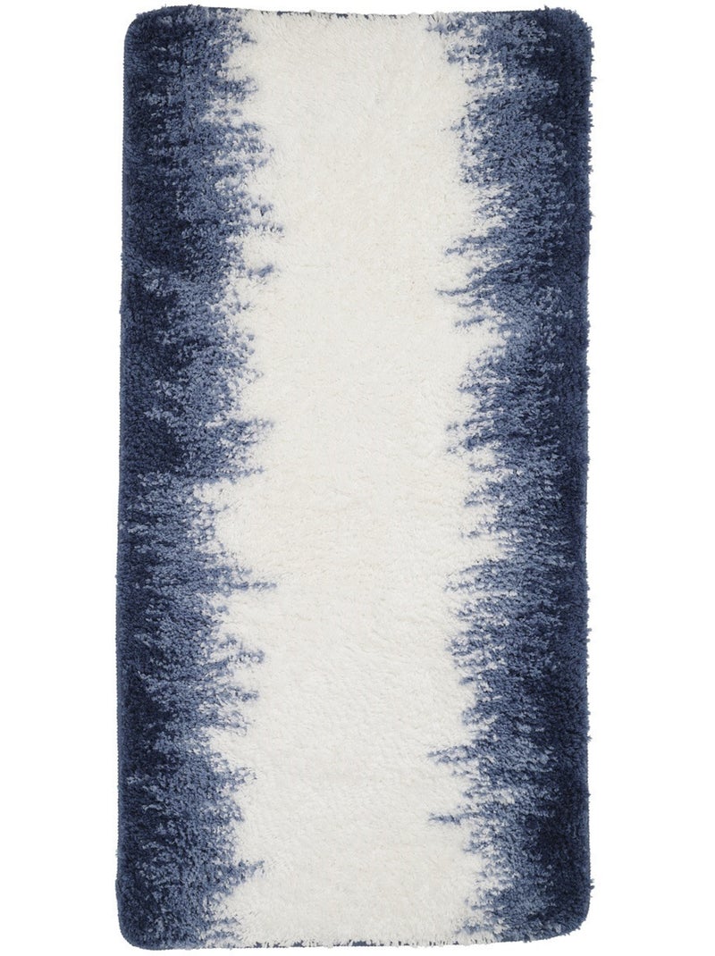 Alfombra de baño antideslizante de poliéster Ilyes 60 x 120 cm – Guy Levasseur Azul Blanco Blanco - Kiabi