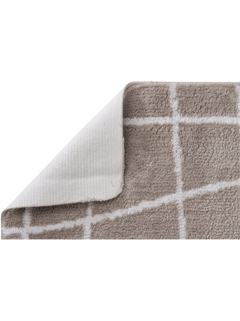Alfombra de baño antideslizante Guy Levasseur topo con cuadros 50 x 80 cm Taupe - Kiabi