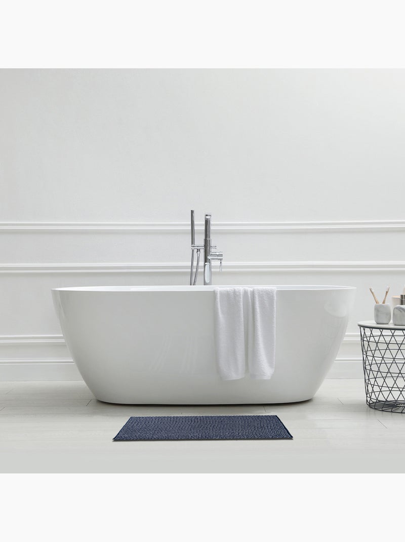 Alfombra de baño bicolor con borreguillo de poliéster antideslizante 50 x 80 cm Guy Levasseur Azul - Kiabi