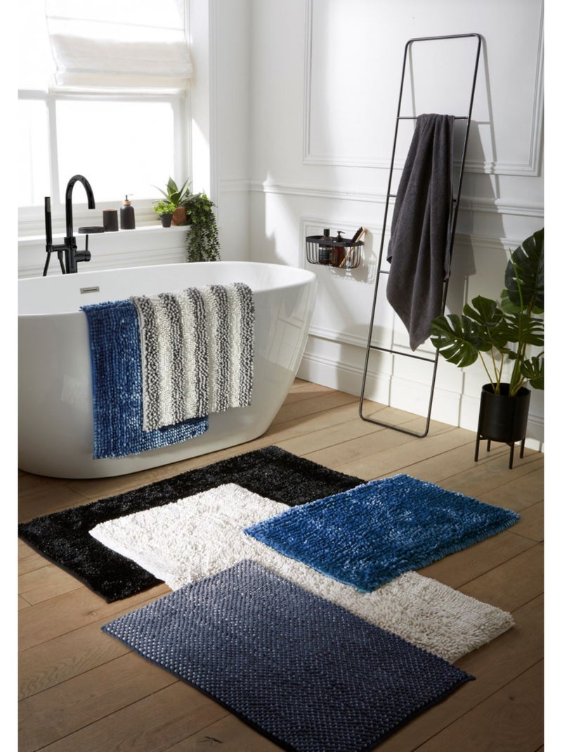 Alfombra de baño bicolor con borreguillo de poliéster antideslizante 50 x 80 cm Guy Levasseur Azul - Kiabi