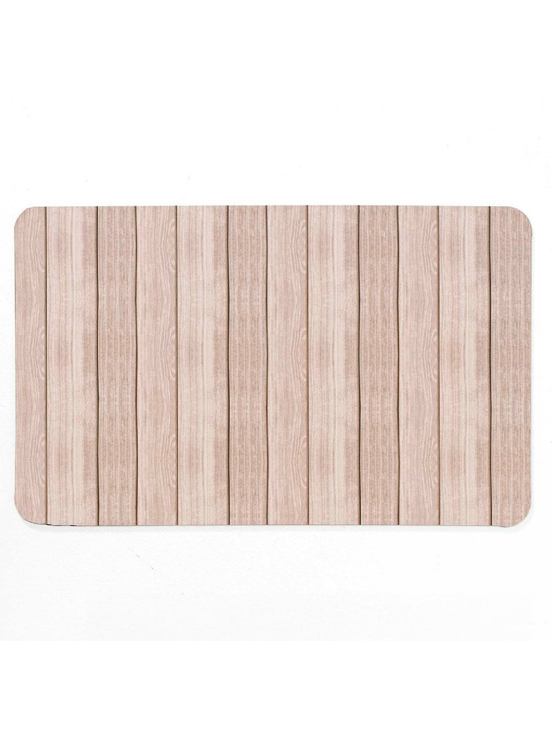 Alfombra de Baño Calista Ultra-Absorbente Efecto Madera Beige - Kiabi
