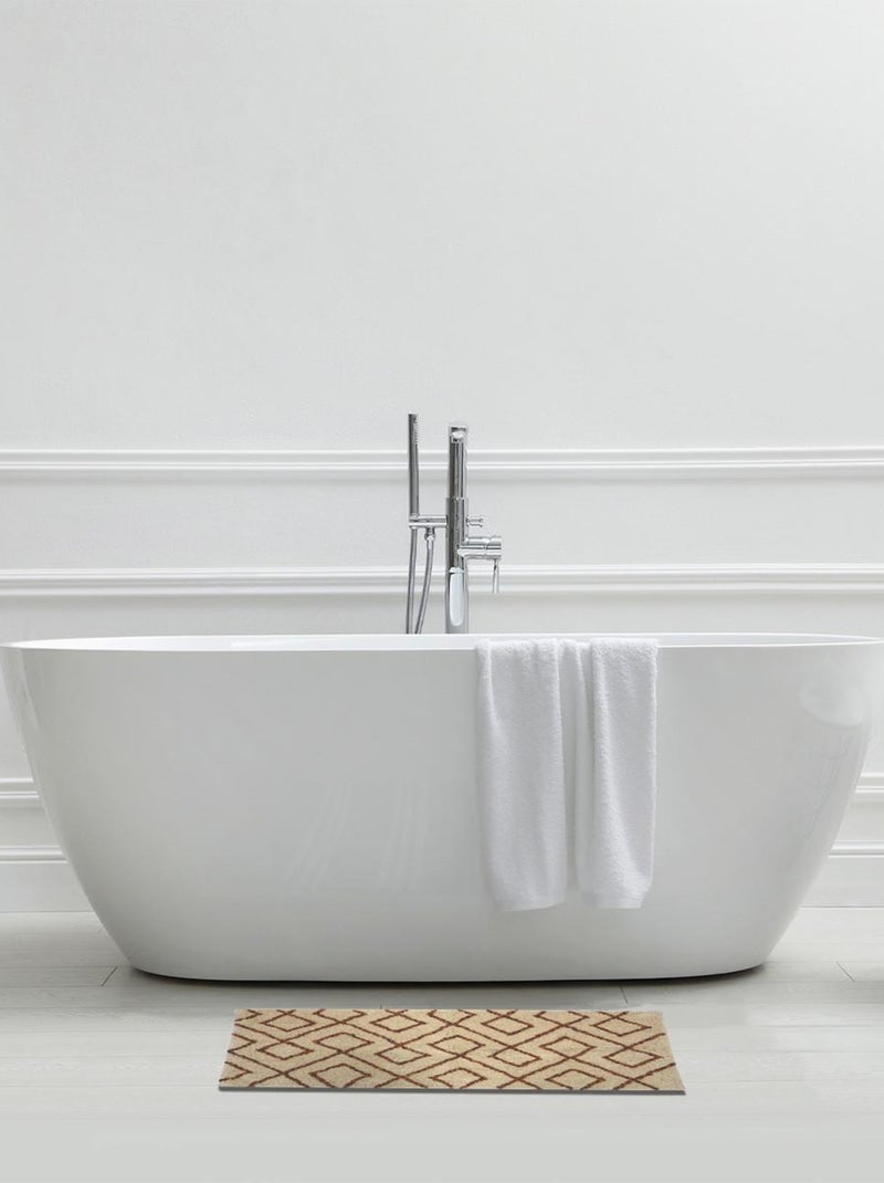 Alfombra de baño con diseño geométrico de algodón Beige - Kiabi