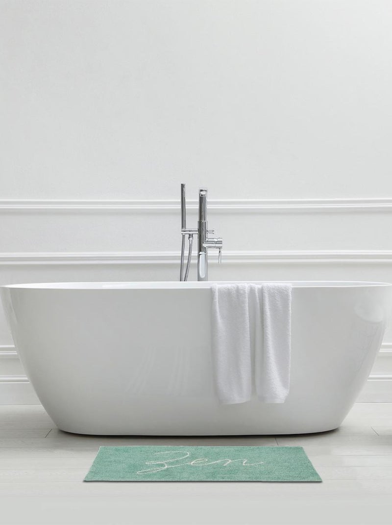 Alfombra de baño con texto, 50 x 80 cm, de algodón Verde - Kiabi