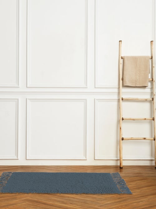 Alfombra de baño de algodón lisa con flecos - Kiabi