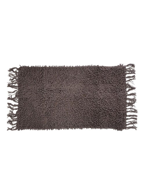 Alfombra de baño de algodón lisa con flecos - Kiabi