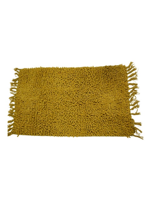 Alfombra de baño de algodón lisa con flecos - Kiabi