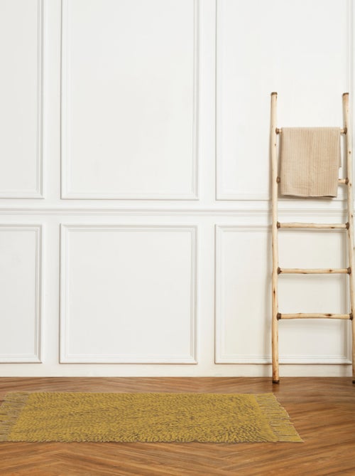 Alfombra de baño de algodón lisa con flecos - Kiabi