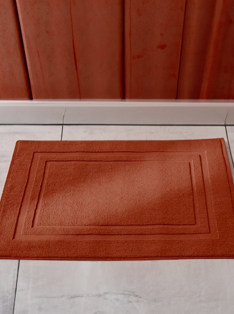 Alfombra de baño de algodón peinado Rojo ladrillo - Kiabi