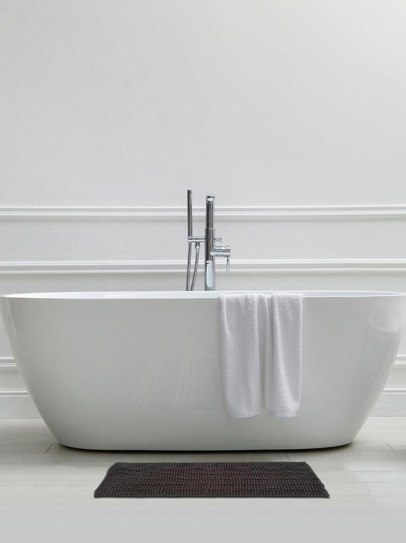 Alfombra de baño de chenilla, 50 x 70 cm, lisa Gris antracita - Kiabi