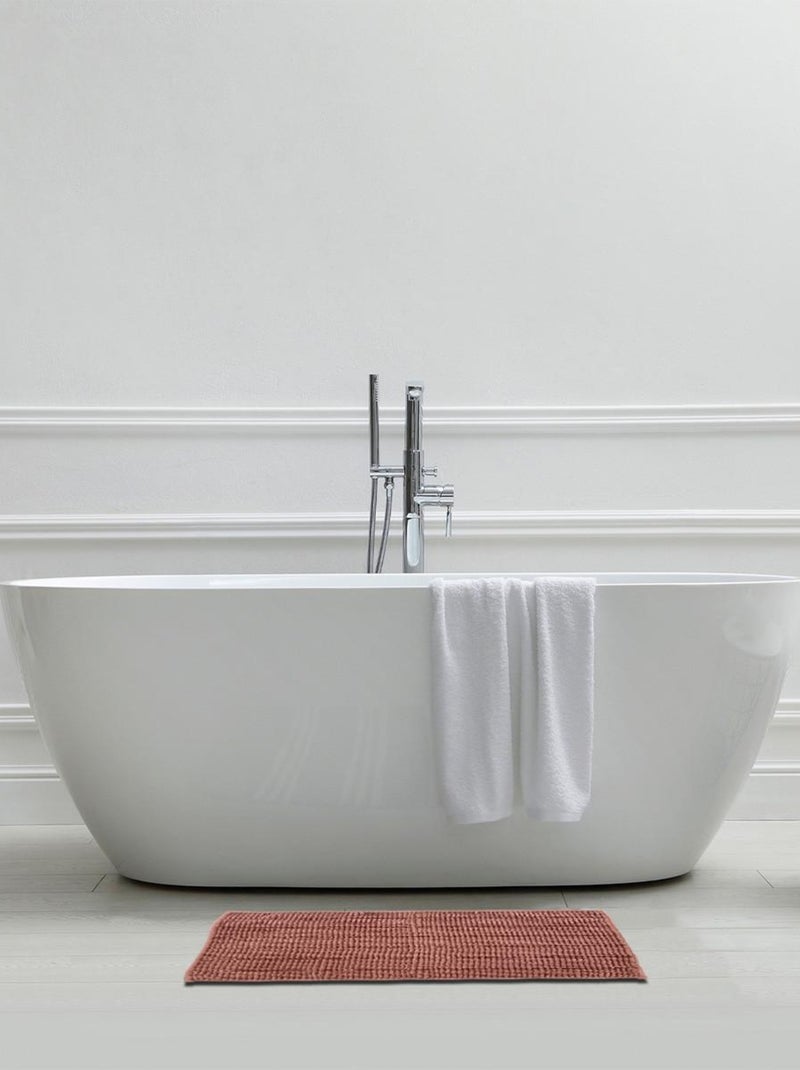 Alfombra de baño de chenilla, 50 x 70 cm, lisa Rosa - Kiabi