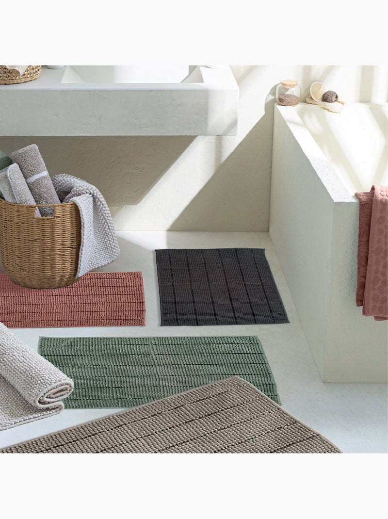 Alfombra de baño de chenilla, 50 x 70 cm, lisa Rosa fucsia - Kiabi