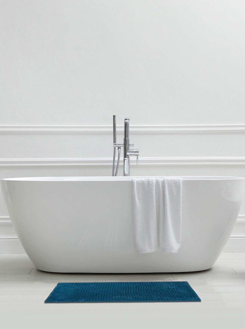 Alfombra de baño de chenilla de 50 x 80 cm, de poliéster liso Azul - Kiabi