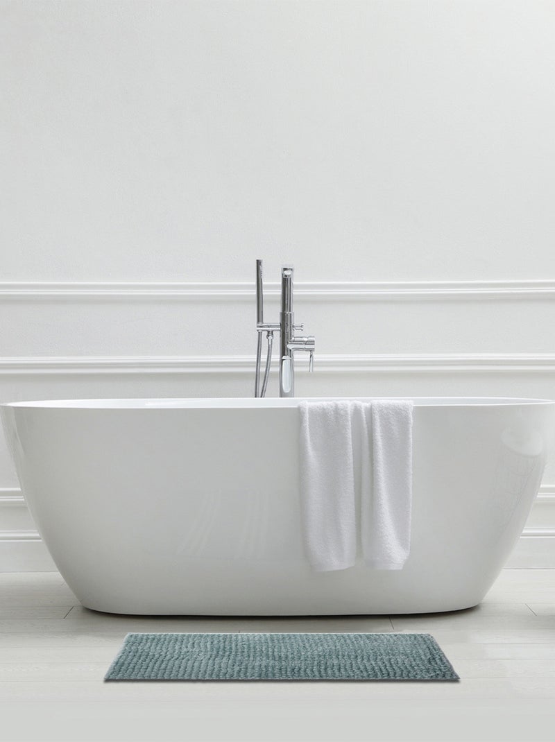 Alfombra de baño de chenilla de 50 x 80 cm, de poliéster liso Azul polar - Kiabi