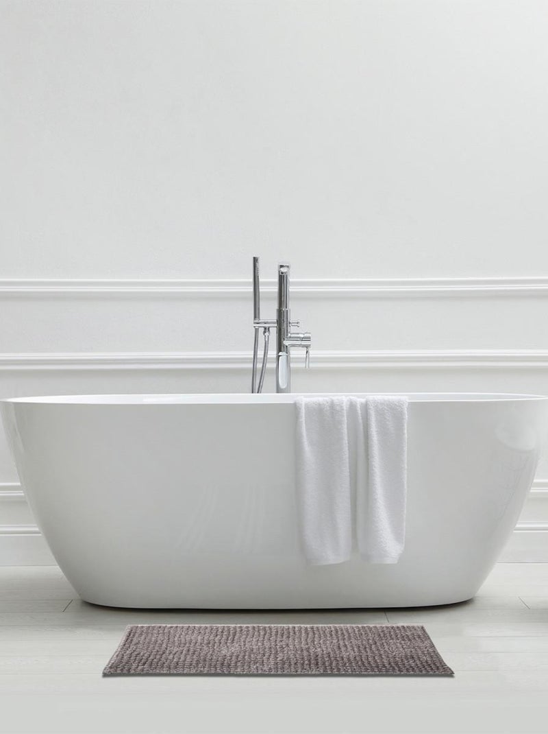 Alfombra de baño de chenilla de 50 x 80 cm, de poliéster liso Gris claro - Kiabi