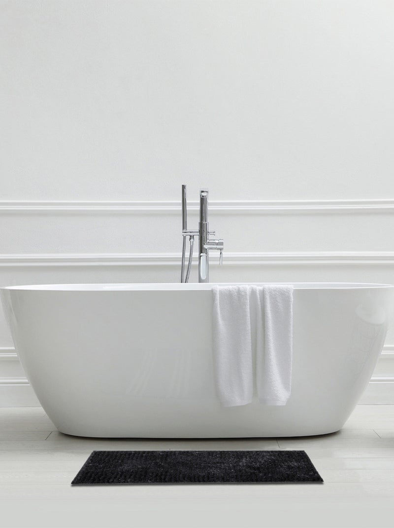 Alfombra de baño de chenilla de 50 x 80 cm, de poliéster liso Gris oscuro - Kiabi