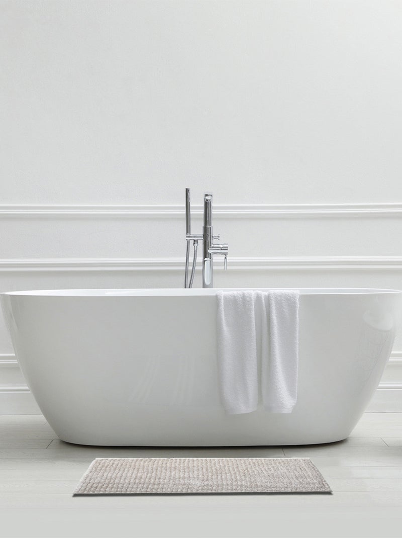 Alfombra de baño de chenilla de 50 x 80 cm, de poliéster liso Marfil - Kiabi
