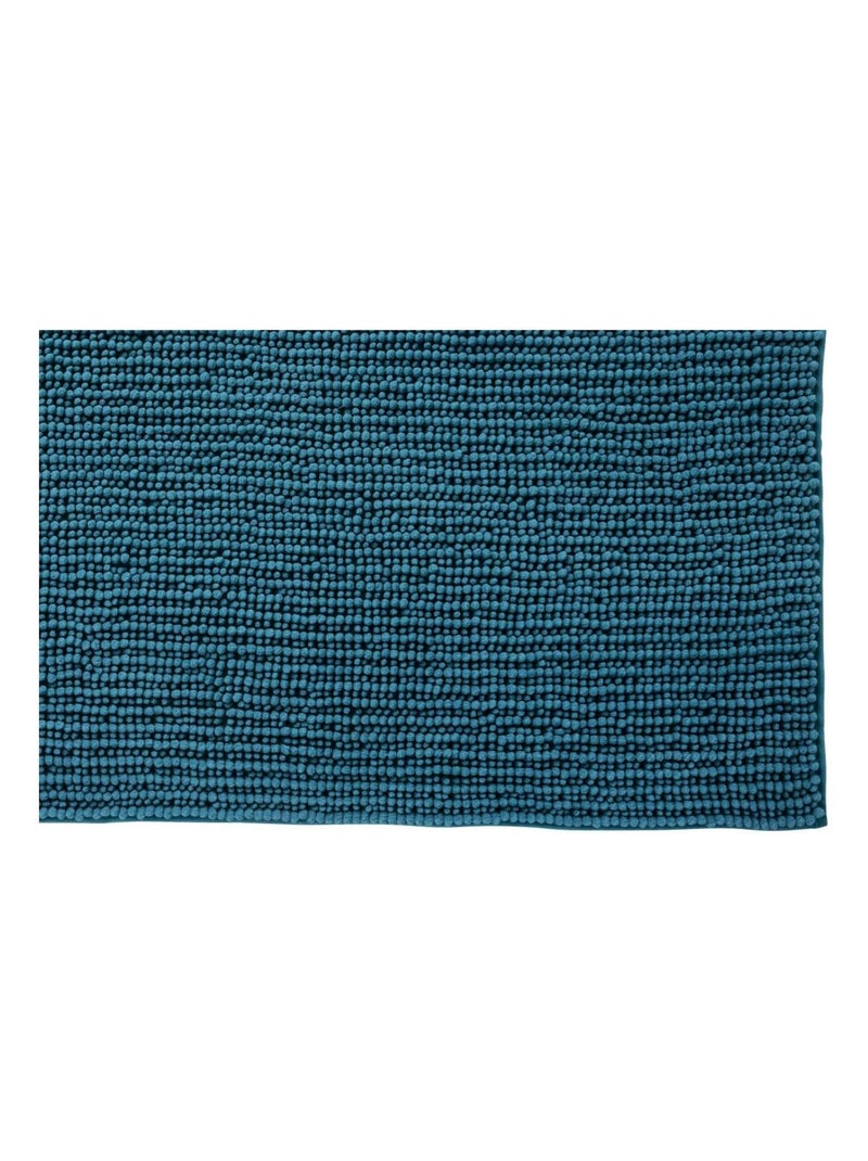Alfombra de baño de chenilla de 60 x 180 cm, de poliéster liso Azul petróleo - Kiabi