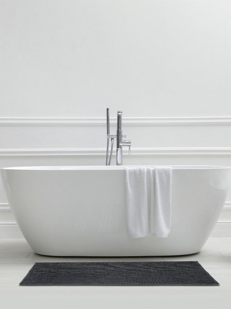Alfombra de baño de chenilla de 60 x 180 cm, de poliéster liso Gris antracita - Kiabi