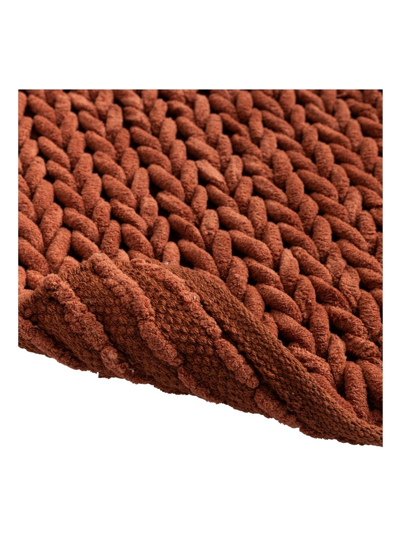 Alfombra de baño de suave chenilla antideslizante Naranja - Kiabi