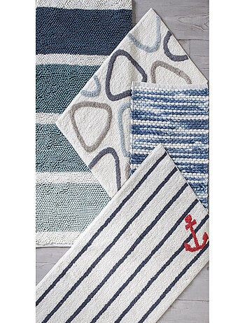 Alfombra de baño decorativa a rayas de polialgodón