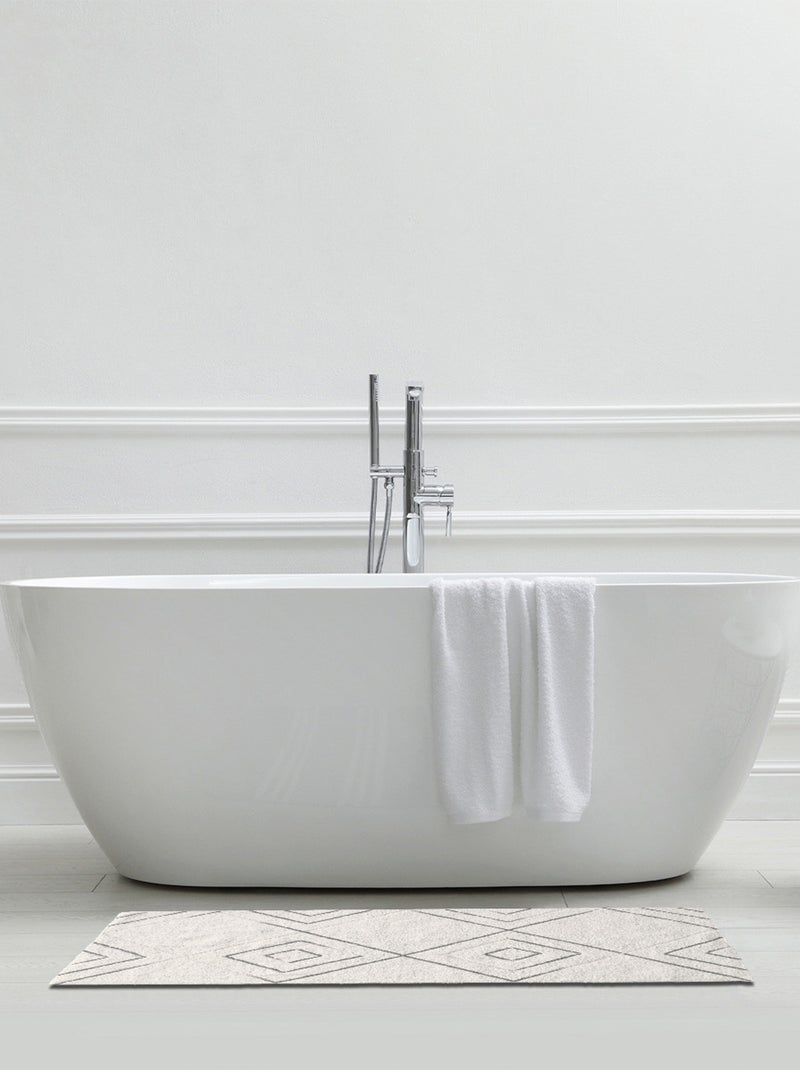 Alfombra de baño decorativa con diseño geométrico, de algodón tufting Marfil - Kiabi