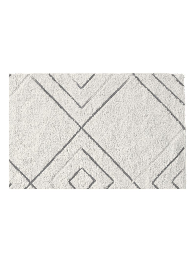 Alfombra de baño decorativa con diseño geométrico, de algodón tufting Marfil - Kiabi