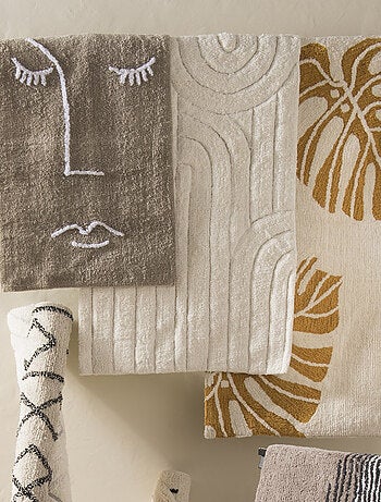 Alfombra de baño decorativa con diseño gráfico de arco en algodón