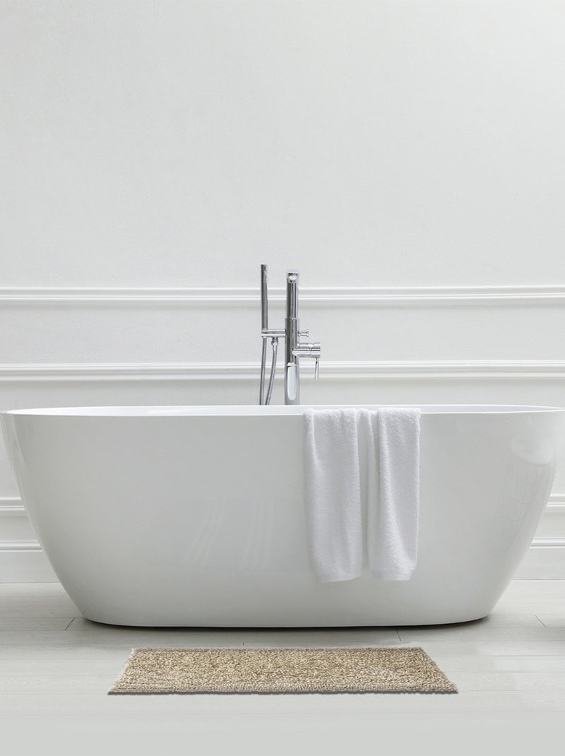 Alfombra de baño decorativa con hilos dorados de poliéster Marfil - Kiabi