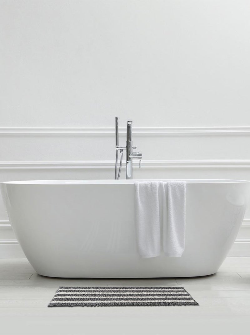 Alfombra de baño decorativa con rayas de poliéster Gris - Kiabi