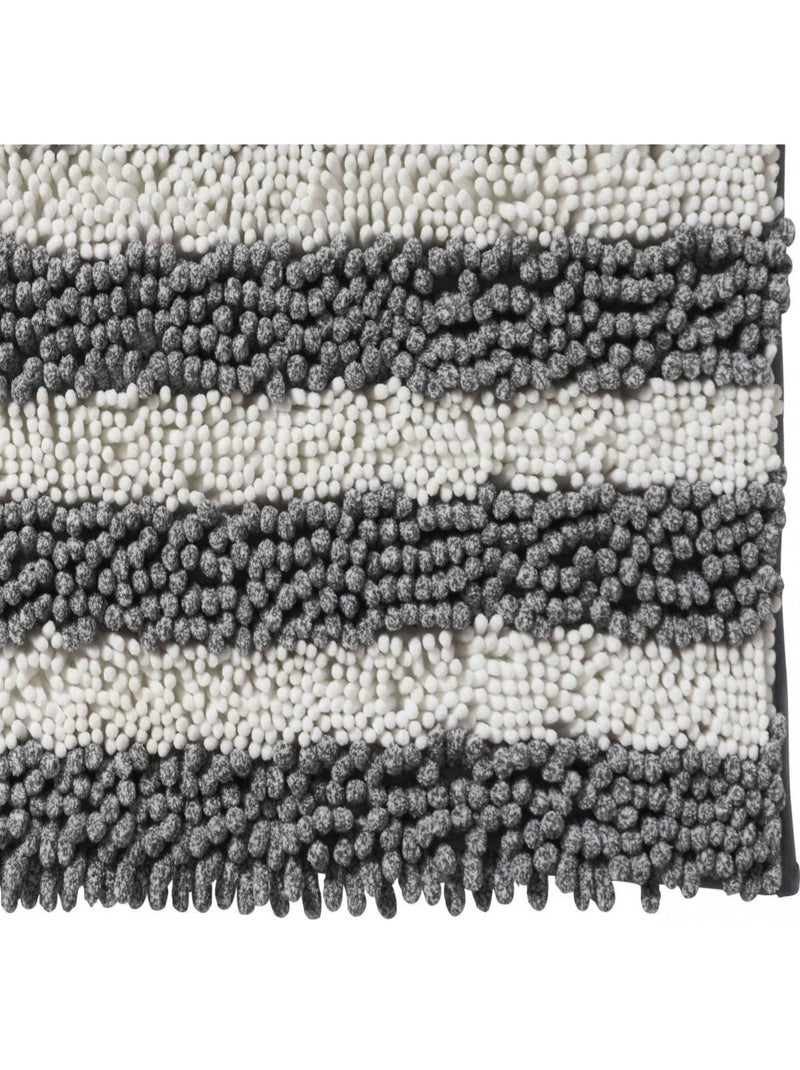Alfombra de baño decorativa con rayas de poliéster Gris - Kiabi