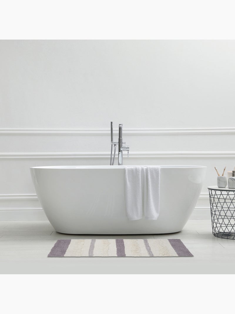 Alfombra de baño decorativa de algodón rizado antideslizante 60 x 120 cm - Guy Levasseur Blanco Gris Gris - Kiabi