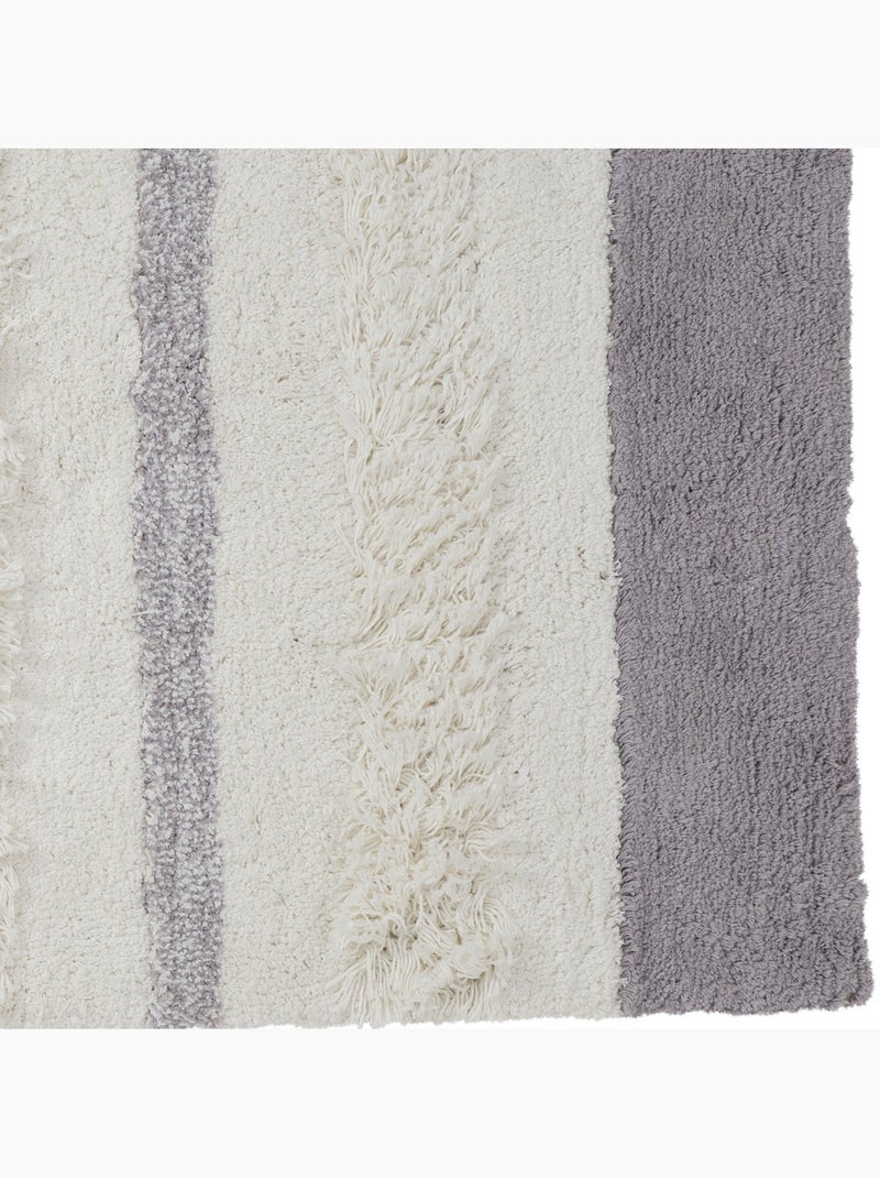 Alfombra de baño decorativa de algodón rizado antideslizante 60 x 120 cm - Guy Levasseur Blanco Gris Gris - Kiabi