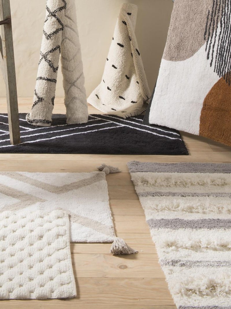 Alfombra de baño decorativa de algodón tufting Blanco - Kiabi