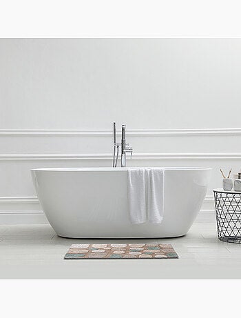 Alfombra de baño decorativa de algodón tufting con diseño de guijarros