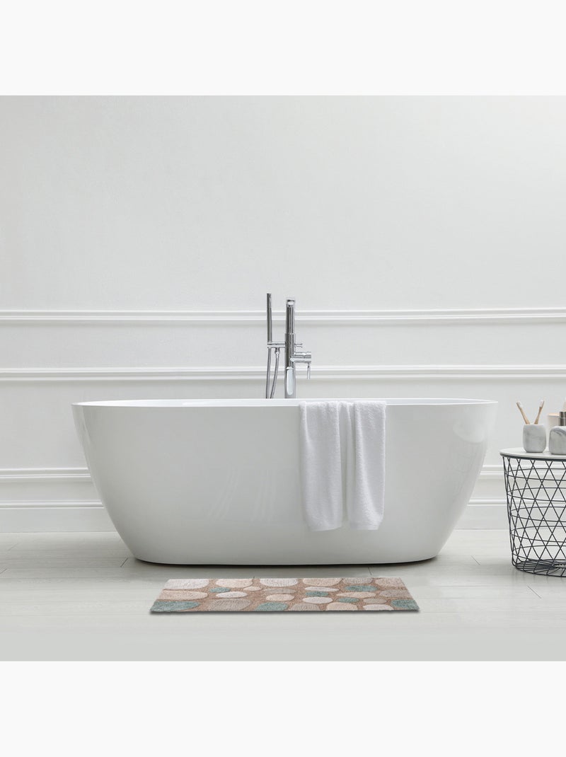 Alfombra de baño decorativa de algodón tufting con diseño de guijarros Beige - Kiabi