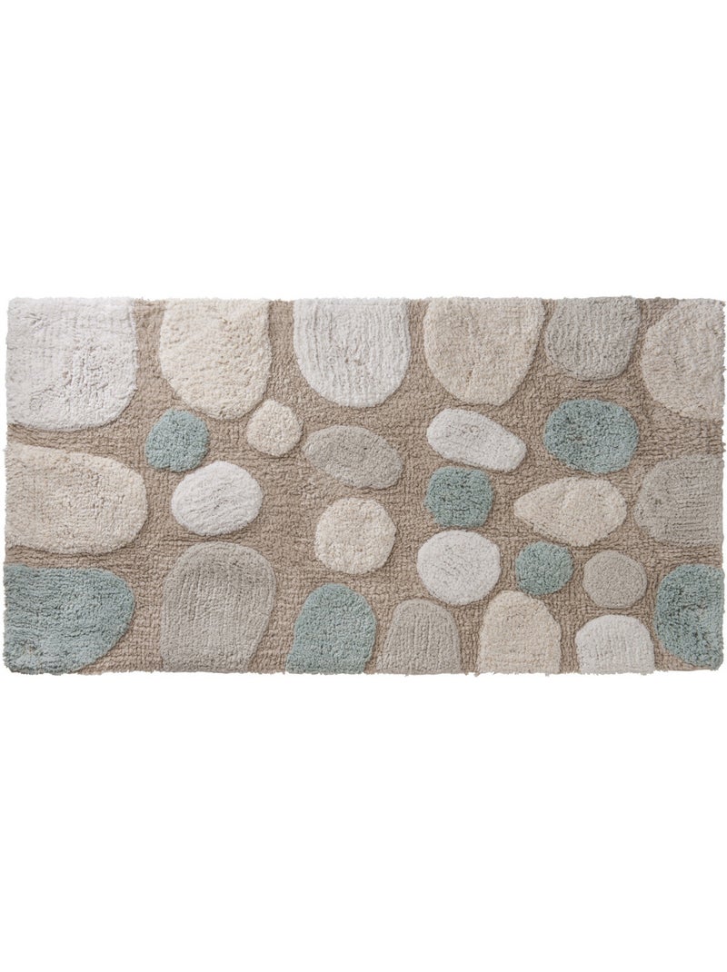Alfombra de baño decorativa de algodón tufting con diseño de guijarros Beige - Kiabi