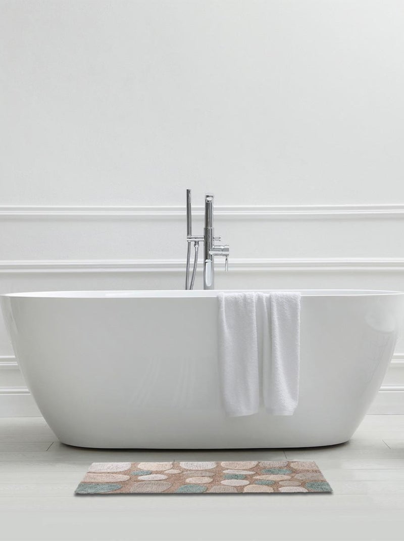 Alfombra de baño decorativa de algodón tufting con diseño de guijarros Beige - Kiabi