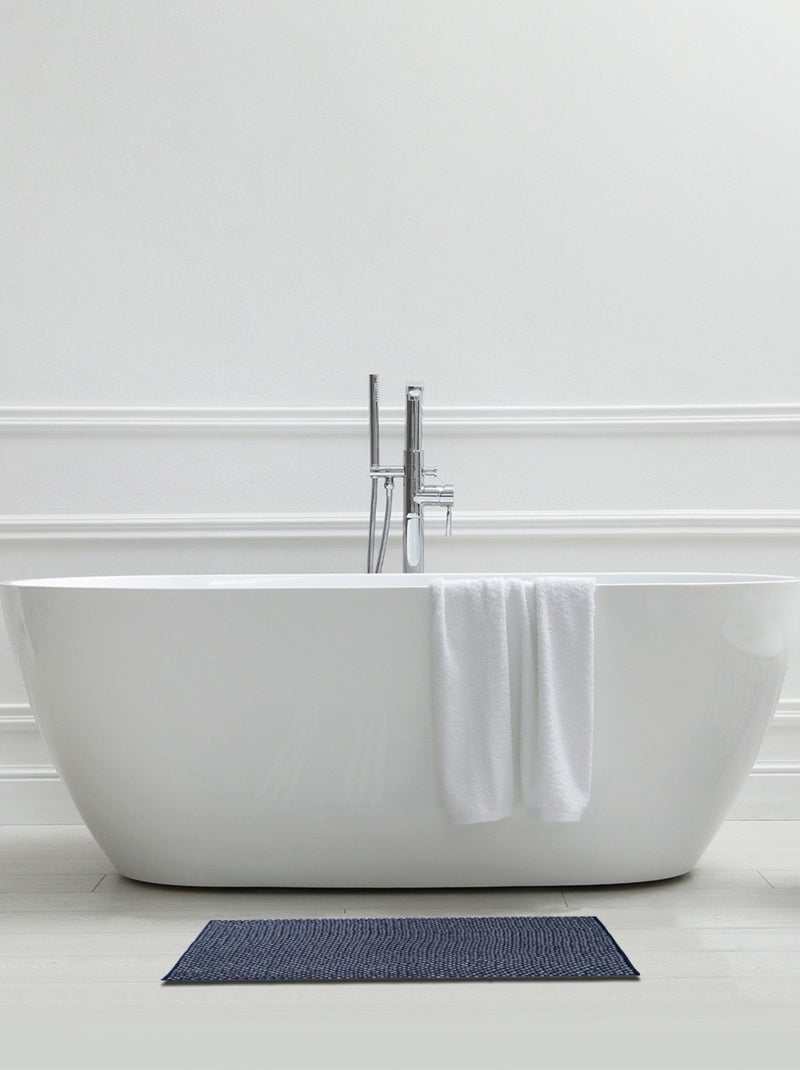 Alfombra de baño decorativa de rizo bicolor Azul marino - Kiabi