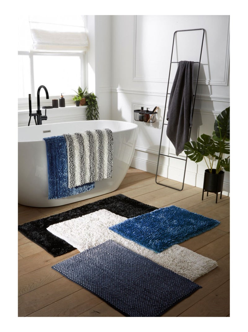 Alfombra de baño decorativa de rizo bicolor Azul marino - Kiabi
