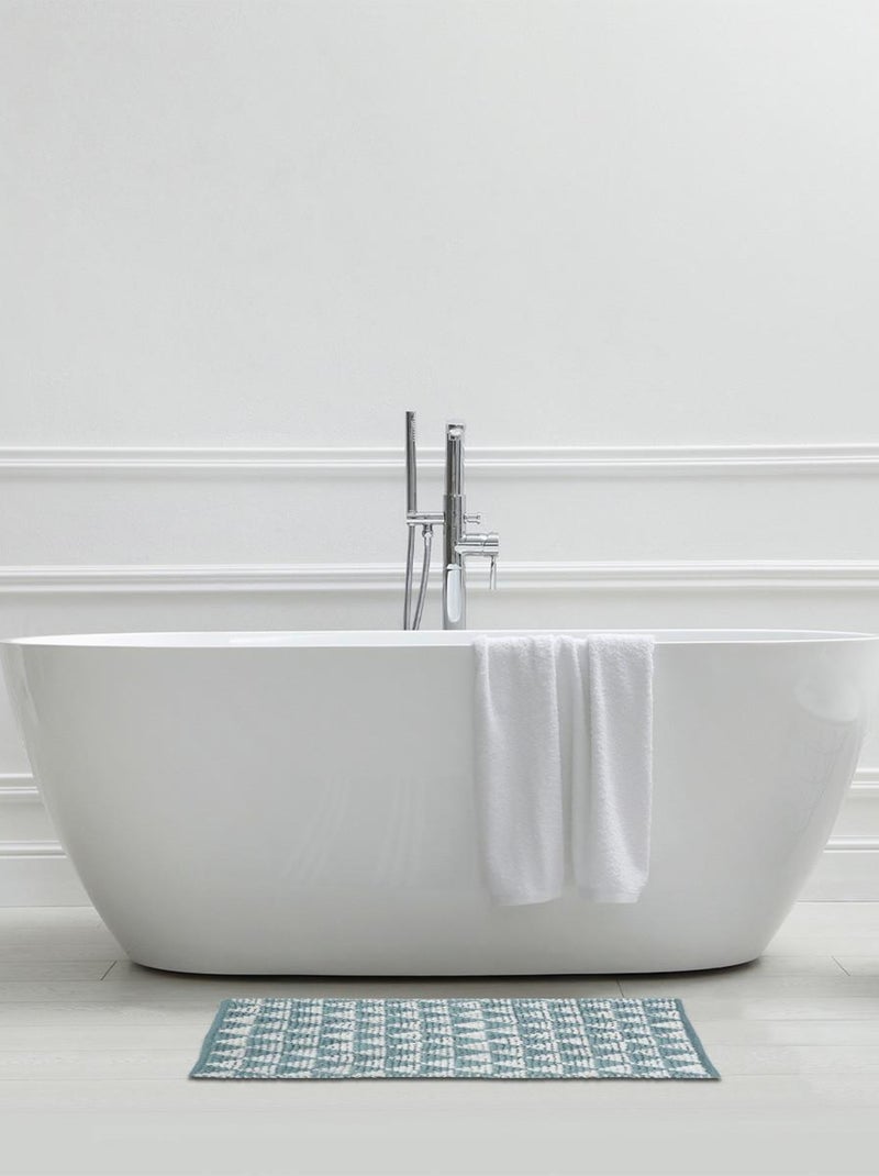 Alfombra de baño decorativa en polialgodón Azul - Kiabi
