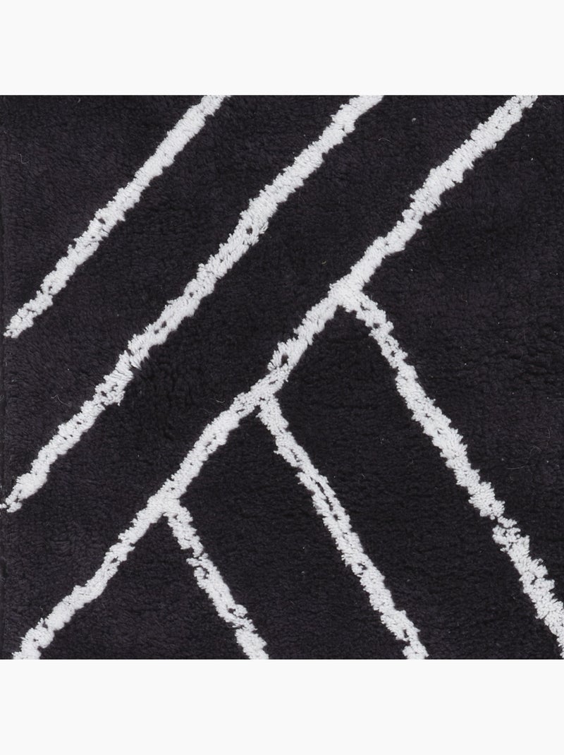 Alfombra de baño decorativa geométrica de algodón Negro Negro - Kiabi