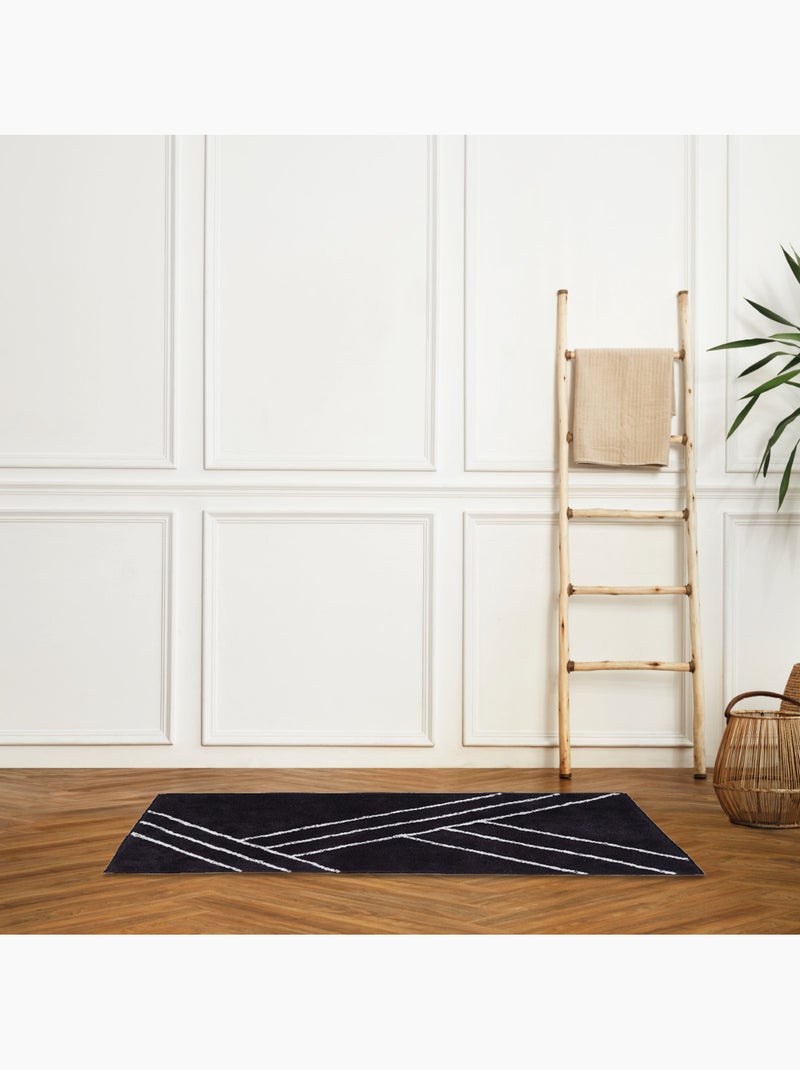 Alfombra de baño decorativa geométrica de algodón Negro Negro - Kiabi