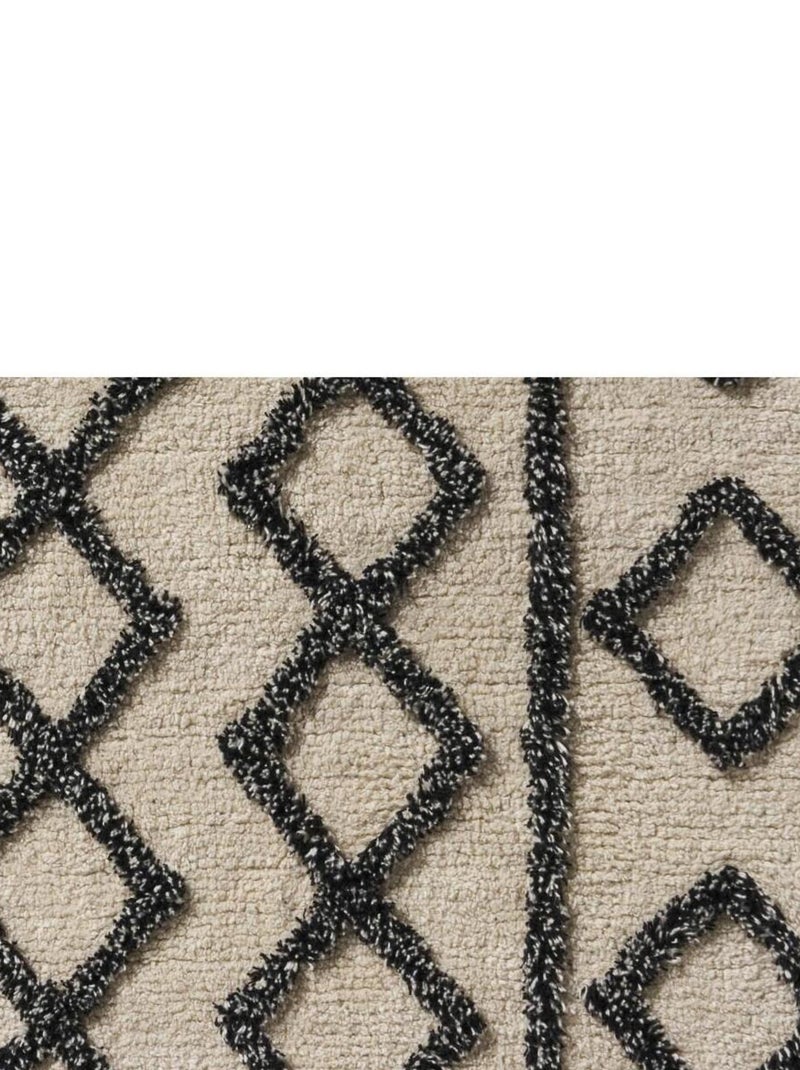 Alfombra de baño decorativa geométrica en algodón tuftado Negro - Kiabi