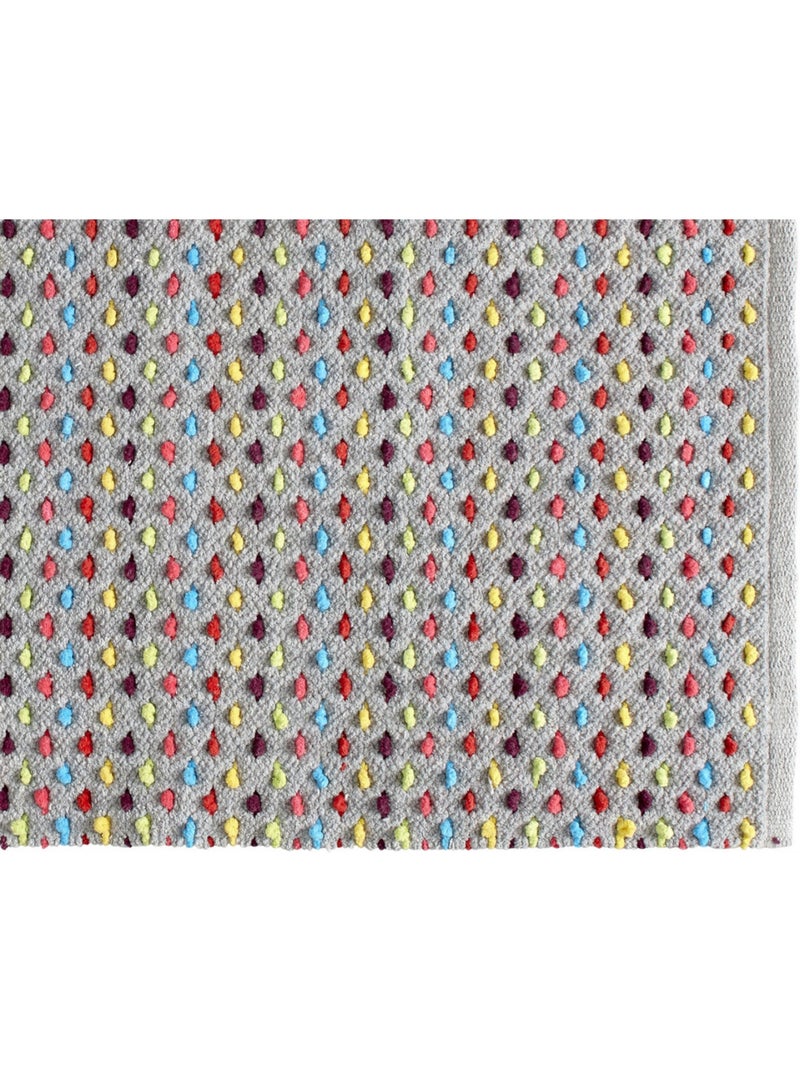 Alfombra de baño decorativa 'Guy Levasseur' confeti en algodón chenilla 50 x 80 cm Gris amarillo - Kiabi
